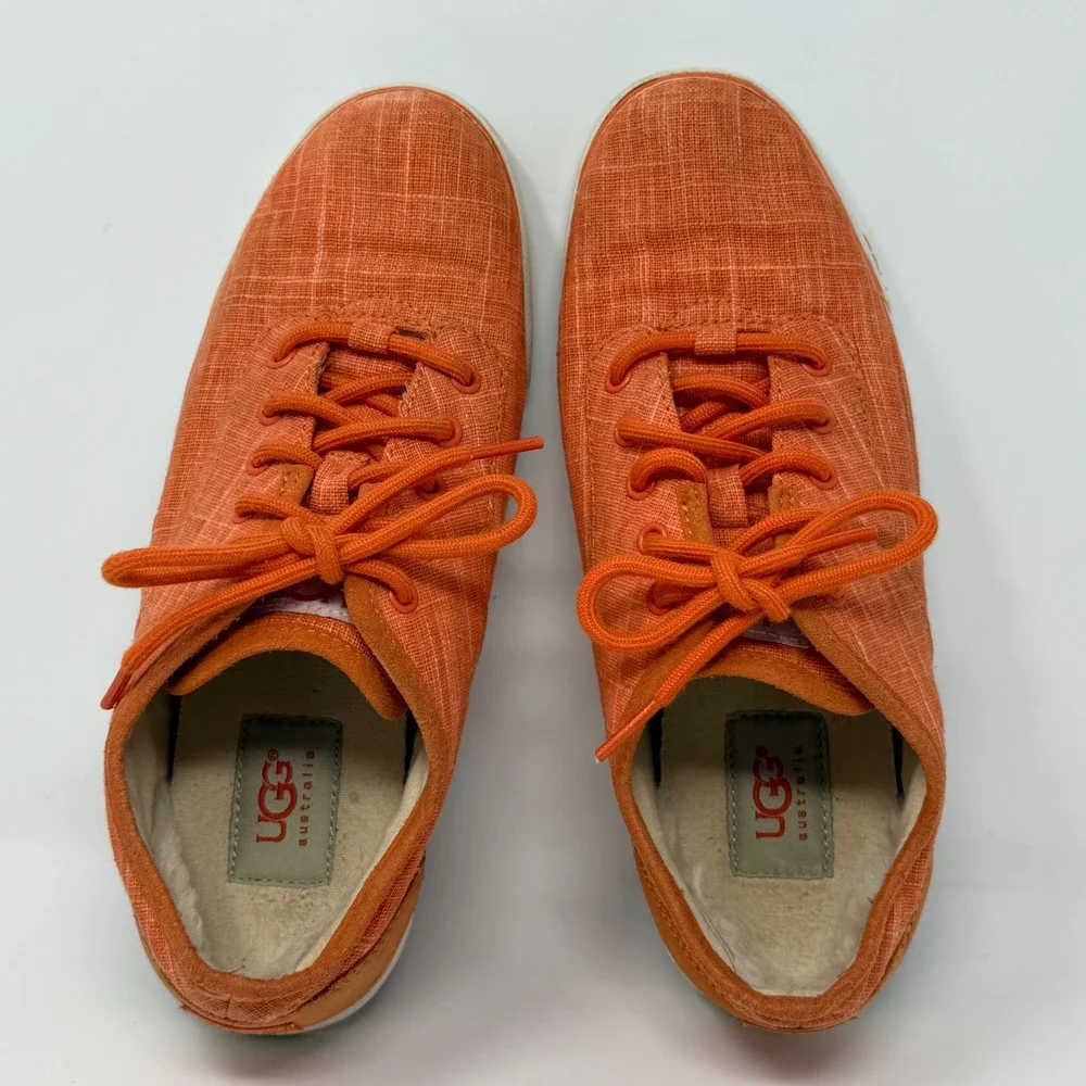 UGG Australia Chivon Orange Textile Leather Sheepskin Sneakers 1002640 Womens 7